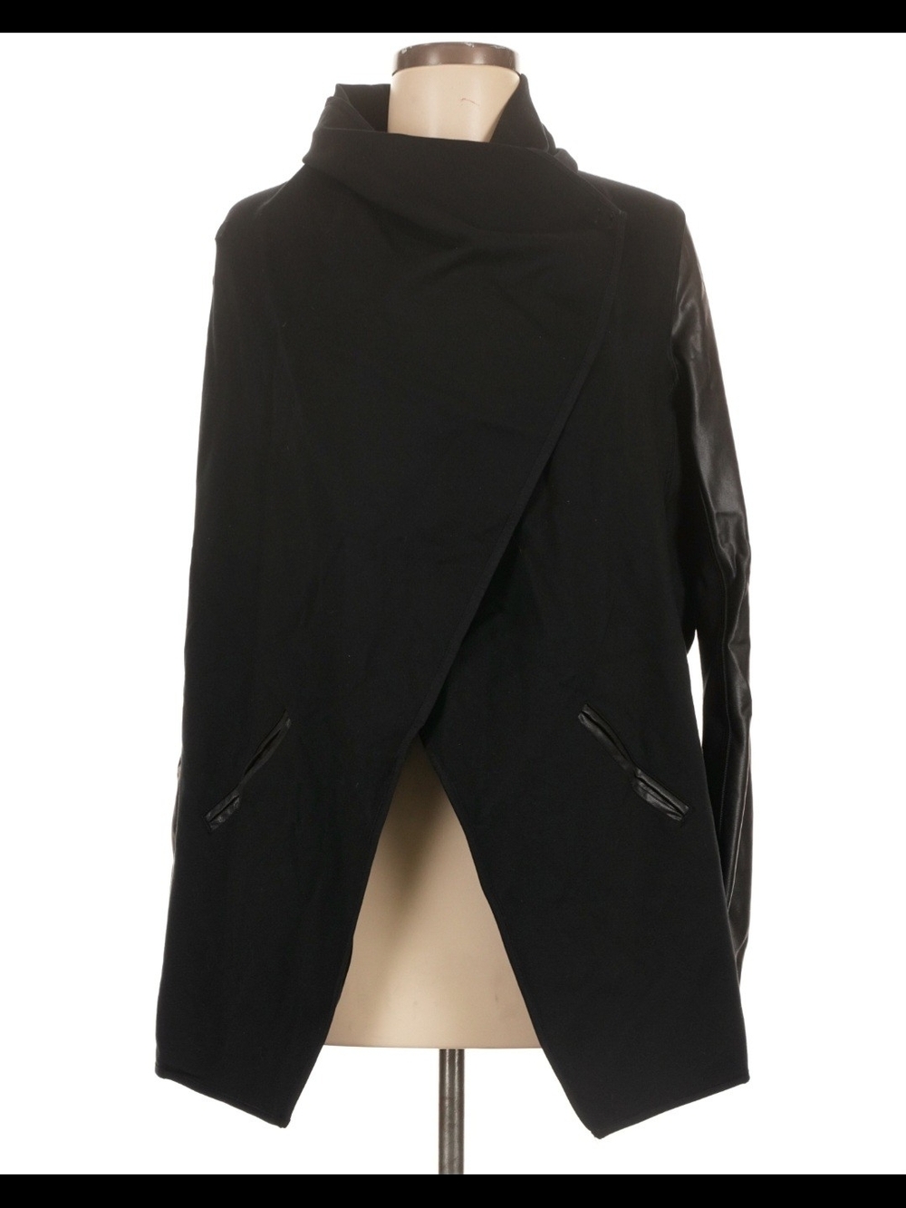 SPANX Black Draped Asymmetric Trench Coat